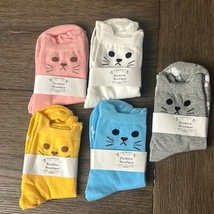 Cat socks 5 pairs. One size